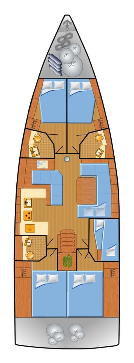 Charter Rental Sailboat Flipper in Spain Layout | Yacht4Less
