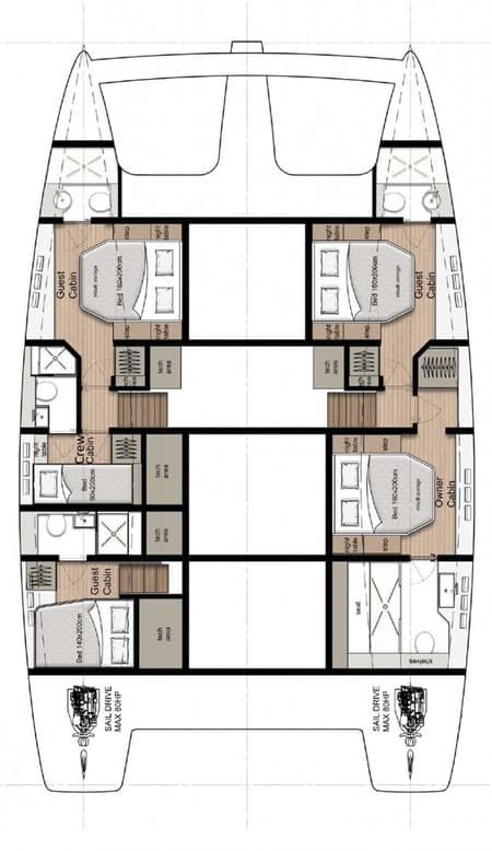 Charter Rental Catamaran Sweet Dreams in Croatia Layout | Yacht4Less
