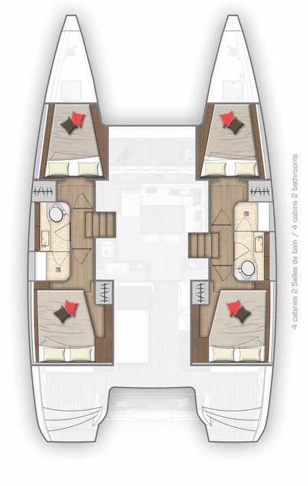 Charter Rental Catamaran K-35 in Thailand Layout | Yacht4Less