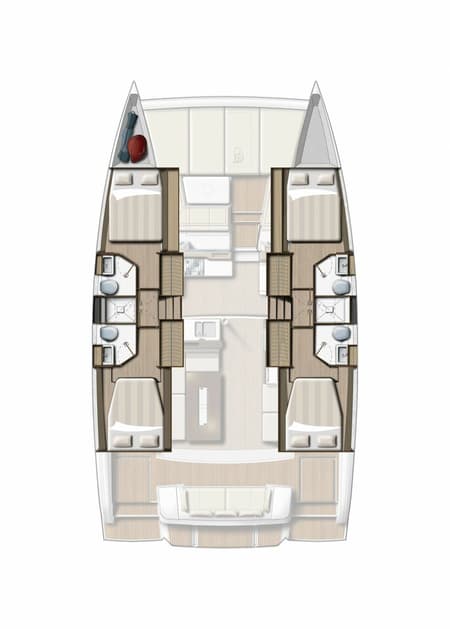 Charter Rental Catamaran Kos 42.9 in Greece Layout | Yacht4Less