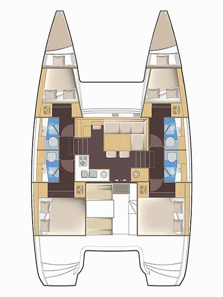Charter Rental Catamaran Deep Blue in Greece Layout | Yacht4Less
