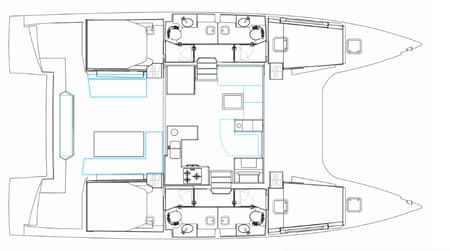 Charter Rental Power Catamaran AG Princess in Greece Layout | Yacht4Less