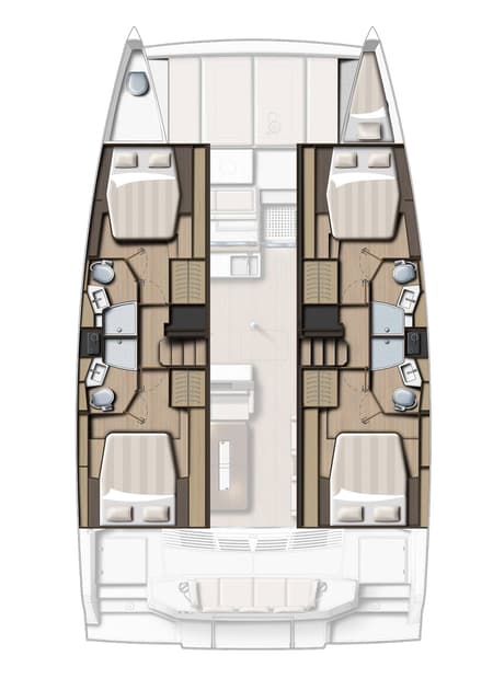 Charter Rental Catamaran Bali 4.4 in Greece Layout | Yacht4Less