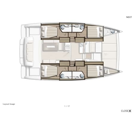 Charter Rental Catamaran Blue Navy in Greece Layout | Yacht4Less