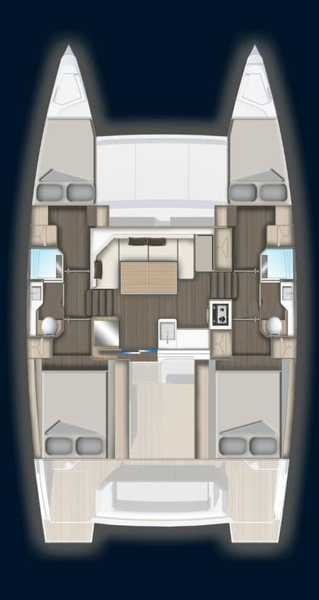 Charter Rental Catamaran Wenny in Spain Layout | Yacht4Less