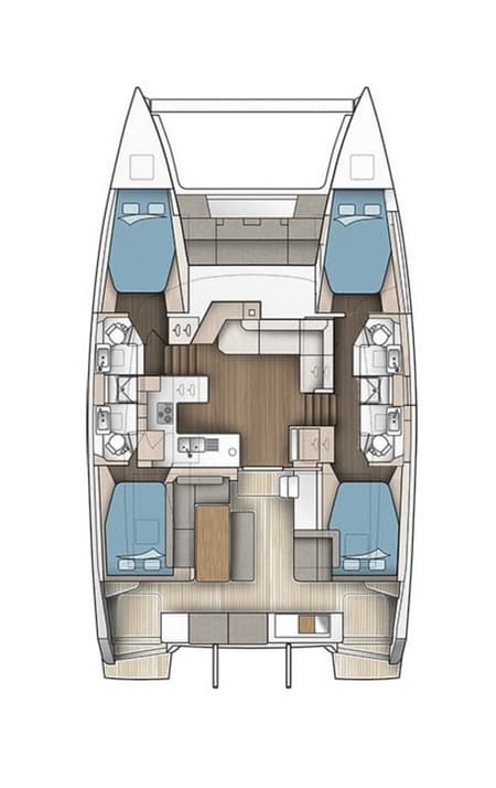Charter Rental Catamaran Unsupervised in BVI Layout | Yacht4Less