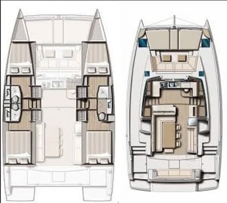 Charter Rental Catamaran Iris in Greece Layout | Yacht4Less