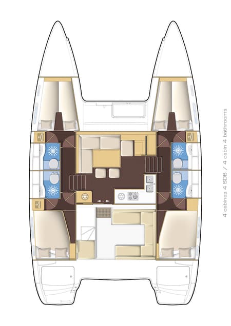 Charter Rental Catamaran Second Wind in Croatia Layout | Yacht4Less