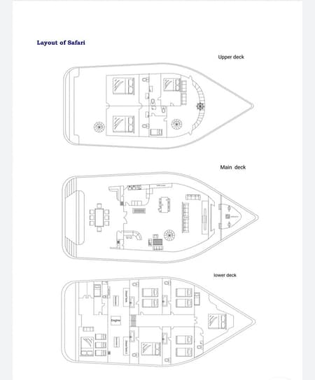 Charter Rental Luxury Yacht North Seven Liveaboard in Maldives Layout | Yacht4Less