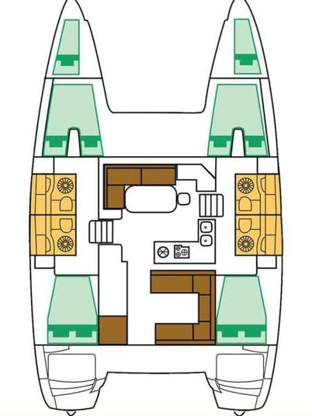 Charter Rental Catamaran Tulip in Greece Layout | Yacht4Less
