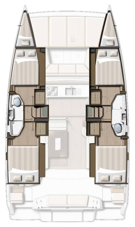 Charter Rental Catamaran Voyager in Spain Layout | Yacht4Less
