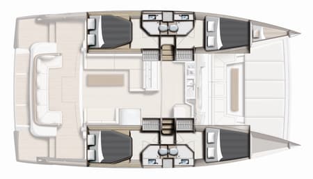 Charter Rental Power Catamaran Sierra in Croatia Layout | Yacht4Less