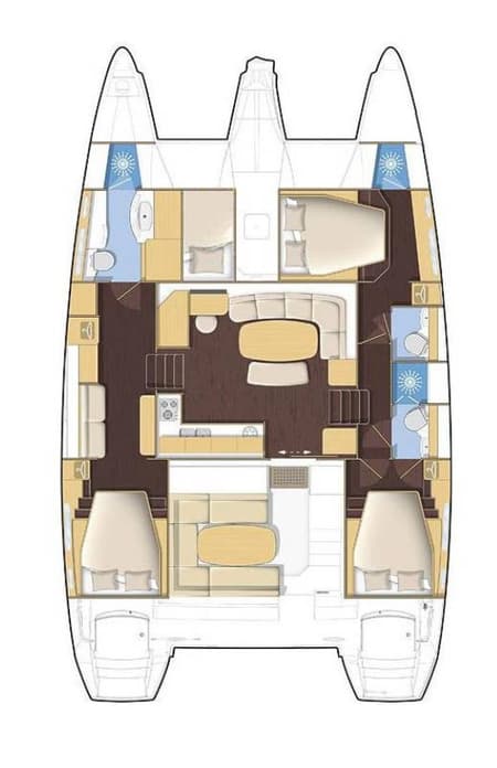 Charter Rental Catamaran Happiness in Croatia Layout | Yacht4Less