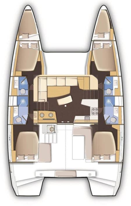 Charter Rental Catamaran Futuna Lima in Croatia Layout | Yacht4Less