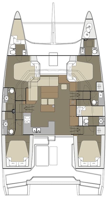Charter Rental Catamaran Hawaii 5-0 in Greece Layout | Yacht4Less