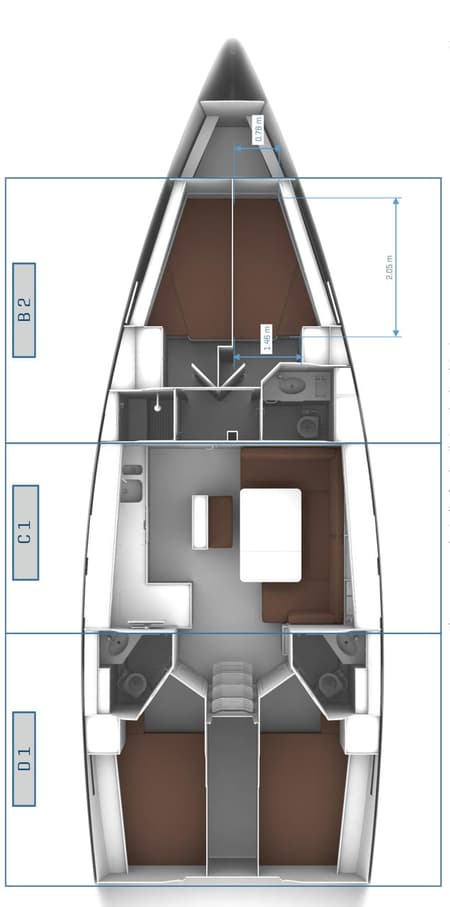 Charter Rental Sailboat Leisure in Turkey Layout | Yacht4Less