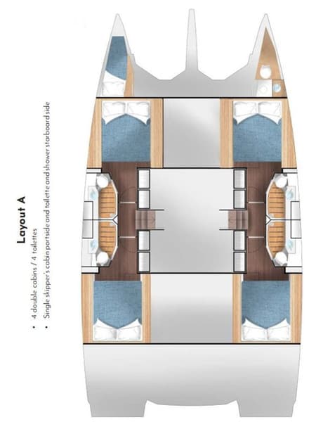 Charter Rental Catamaran Kajsa Kavat in Croatia Layout | Yacht4Less