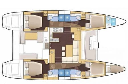 Charter Rental Catamaran Dionike in Greece Layout | Yacht4Less