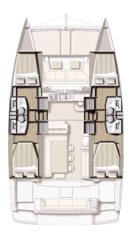 Charter Rental Catamaran Efi in Greece Layout | Yacht4Less