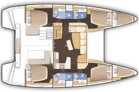 Charter Rental Catamaran Marina III in Greece Layout | Yacht4Less