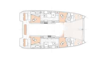 Charter Rental Catamaran One Kiss in Greece Layout | Yacht4Less