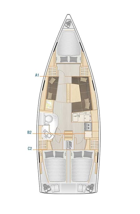 Charter Rental Sailboat Sunny Day in Croatia Layout | Yacht4Less