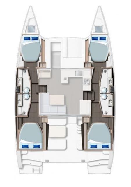Charter Rental Catamaran Lilamac in Italy Layout | Yacht4Less