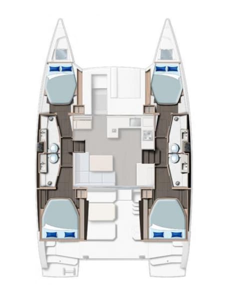 Charter Rental Catamaran Alluzo in Italy Layout | Yacht4Less