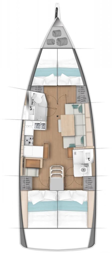 Charter Rental Sailboat Kos 440.1 in Greece Layout | Yacht4Less