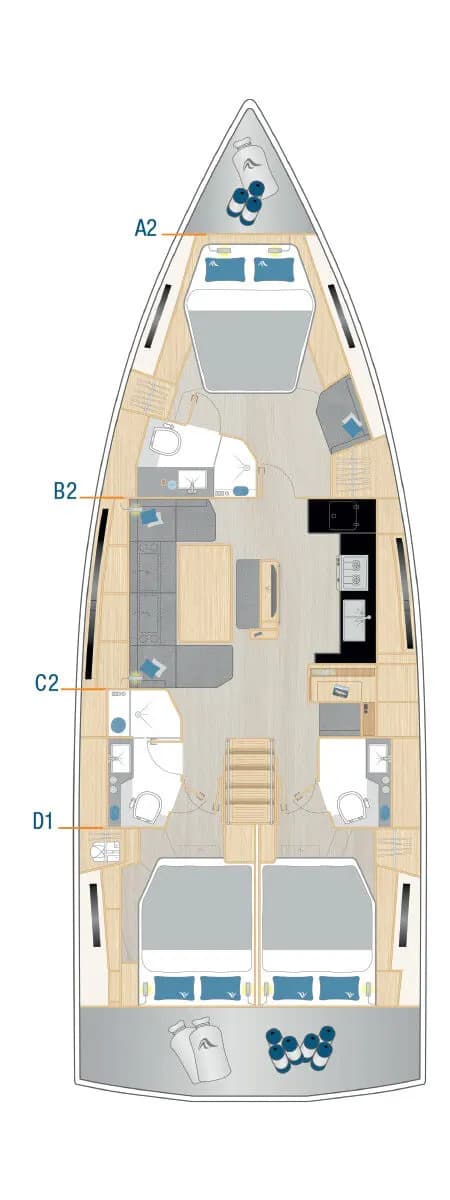 Charter Rental Sailboat Orsasei in Italy Layout | Yacht4Less