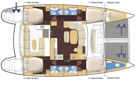 Charter Rental Catamaran Enjala in Italy Layout | Yacht4Less