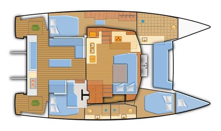 Charter Rental Catamaran Yara in Spain Layout | Yacht4Less