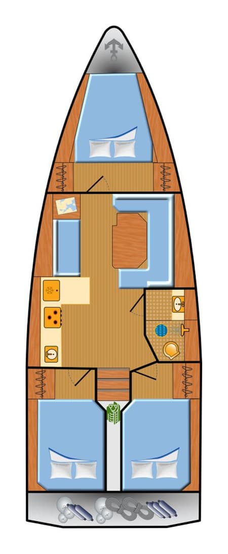 Charter Rental Sailboat Levante in Spain Layout | Yacht4Less