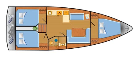 Charter Rental Sailboat Levante in Spain Layout | Yacht4Less