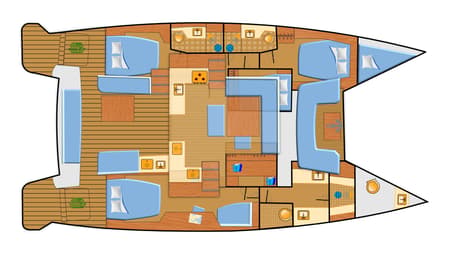 Charter Rental Catamaran Selanja in Spain Layout | Yacht4Less