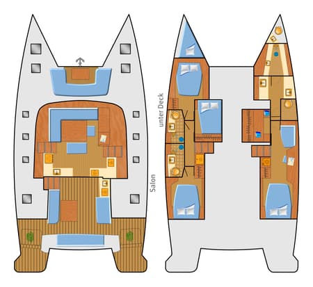 Charter Rental Catamaran Selanja in Spain Layout | Yacht4Less