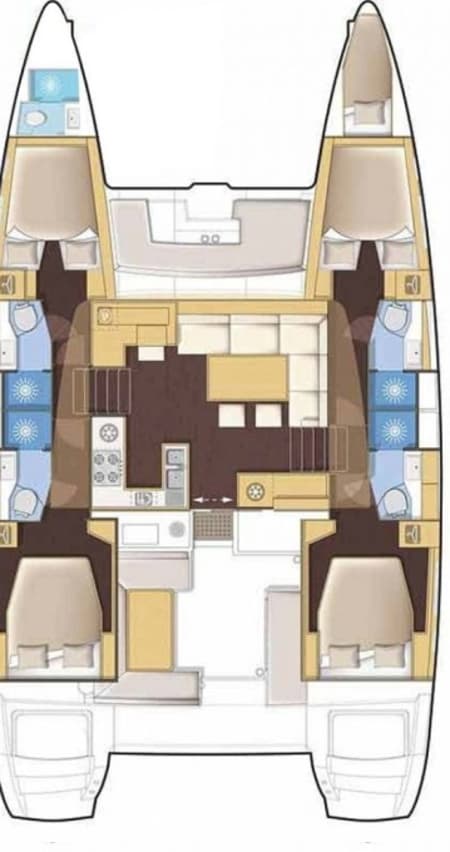 Charter Rental Catamaran Sea Energy I in Greece Layout | Yacht4Less