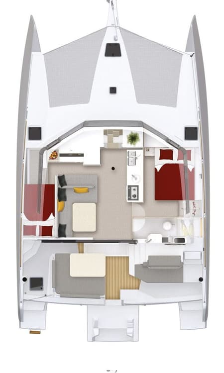 Charter Rental Catamaran Evidence in France Layout | Yacht4Less