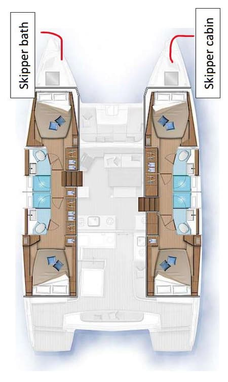 Charter Rental Catamaran New Horizons in Spain Layout | Yacht4Less