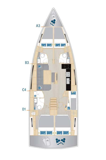 Charter Rental Sailboat Mare Morea in Croatia Layout | Yacht4Less