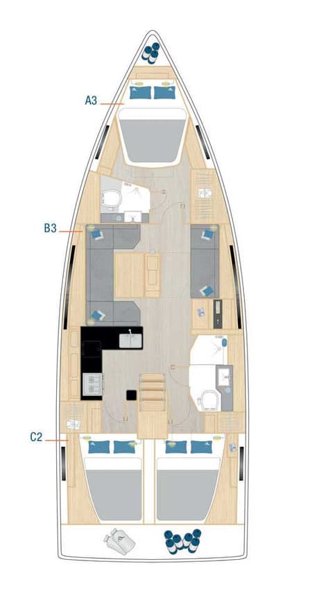 Charter Rental Sailboat Mare Sol in Croatia Layout | Yacht4Less