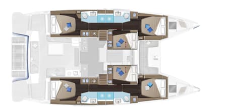 Charter Rental Catamaran One Feeling in Greece Layout | Yacht4Less