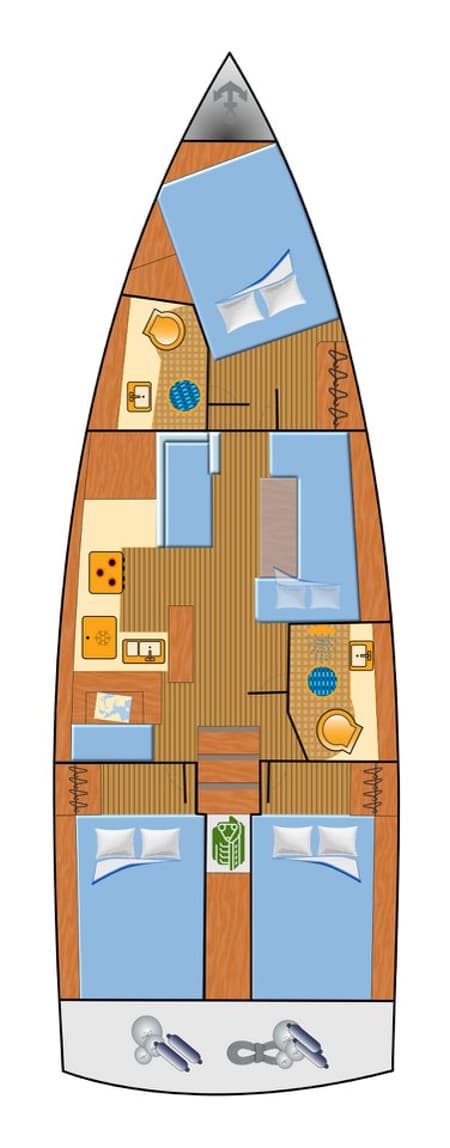 Charter Rental Sailboat Titzi in Spain Layout | Yacht4Less