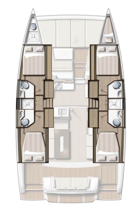 Charter Rental Catamaran Maly in Spain Layout | Yacht4Less