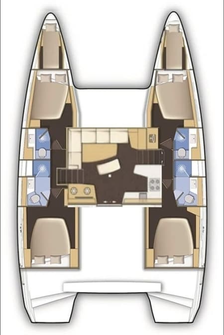 Charter Rental Catamaran La Condesa in Croatia Layout | Yacht4Less