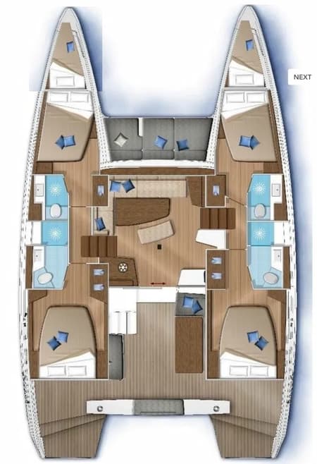Charter Rental Catamaran Mojito in Greece Layout | Yacht4Less