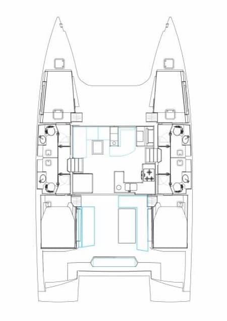 Charter Rental Catamaran Seas’d Up in BVI Layout | Yacht4Less