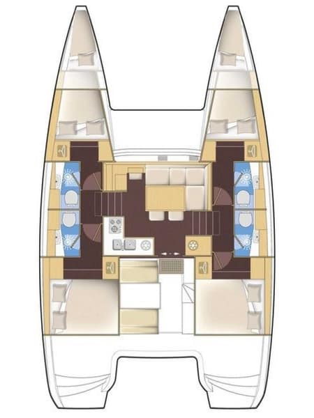 Charter Rental Catamaran Andromeda in Greece Layout | Yacht4Less