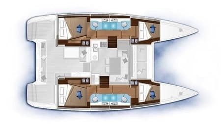 Charter Rental Catamaran Blue Horizon in Greece Layout | Yacht4Less