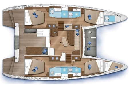 Charter Rental Catamaran Pazzona II in Seychelles Layout | Yacht4Less